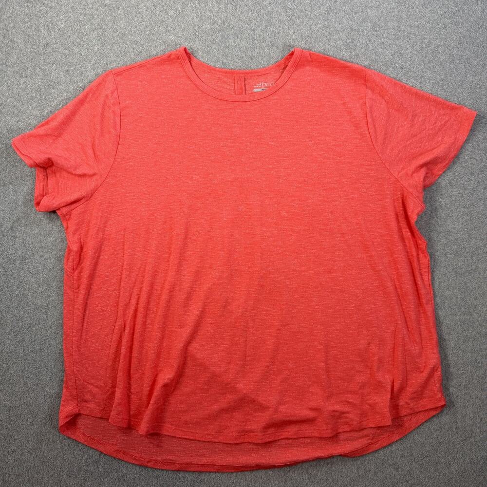 BCG Women's Plus Size 1X Coral Red Heather Activewear T-Shirt Short Sleeve Top